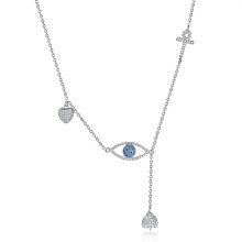 Latest Design Unique Heart Eye Pendant Silver Necklace
